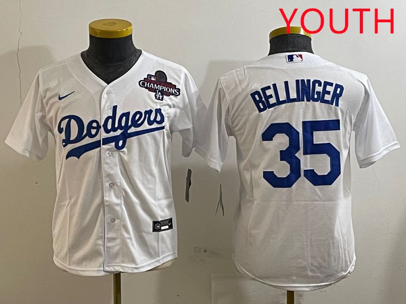 Youth Los Angeles Dodgers 35 Bellinger White Game 2025 Nike MLB Jersey style 8